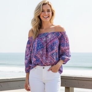 NWT ba&sh Women’s Fenji Off the‎ Shoulder Top Summer Resortwear Vacation French